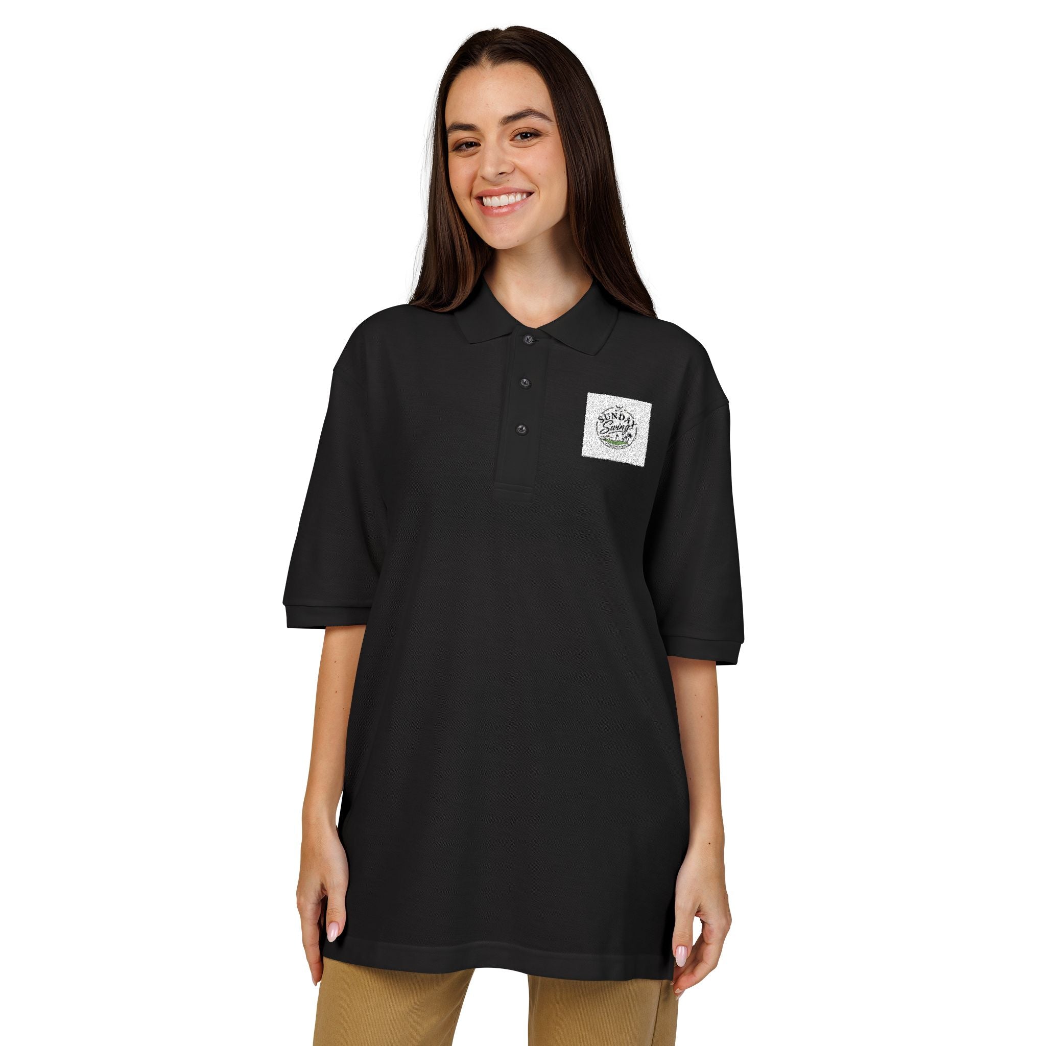 Floral Wreath Embroidered Polo