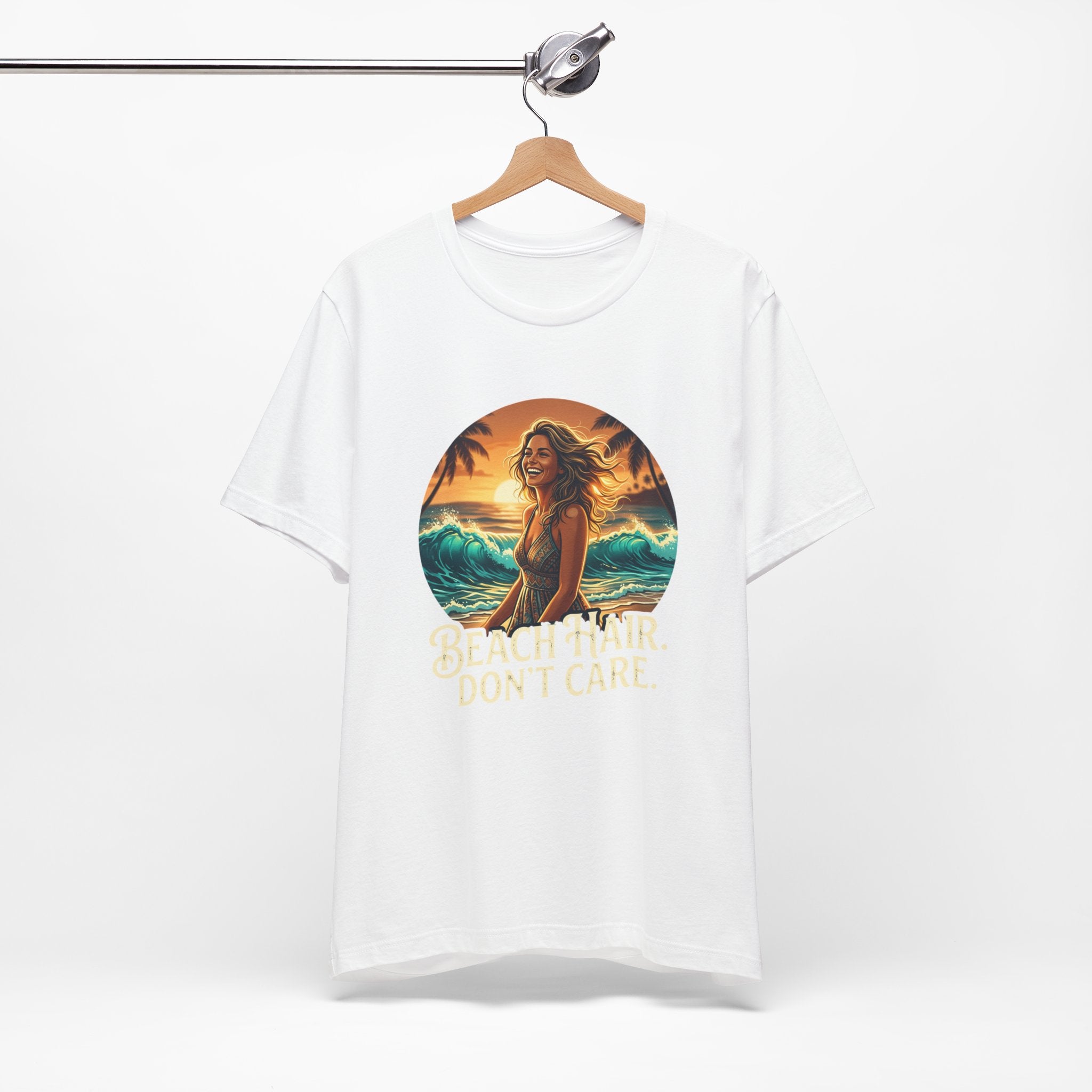Beach Hair Don’t Care T-Shirt | Surf Sunset Graphic Tee