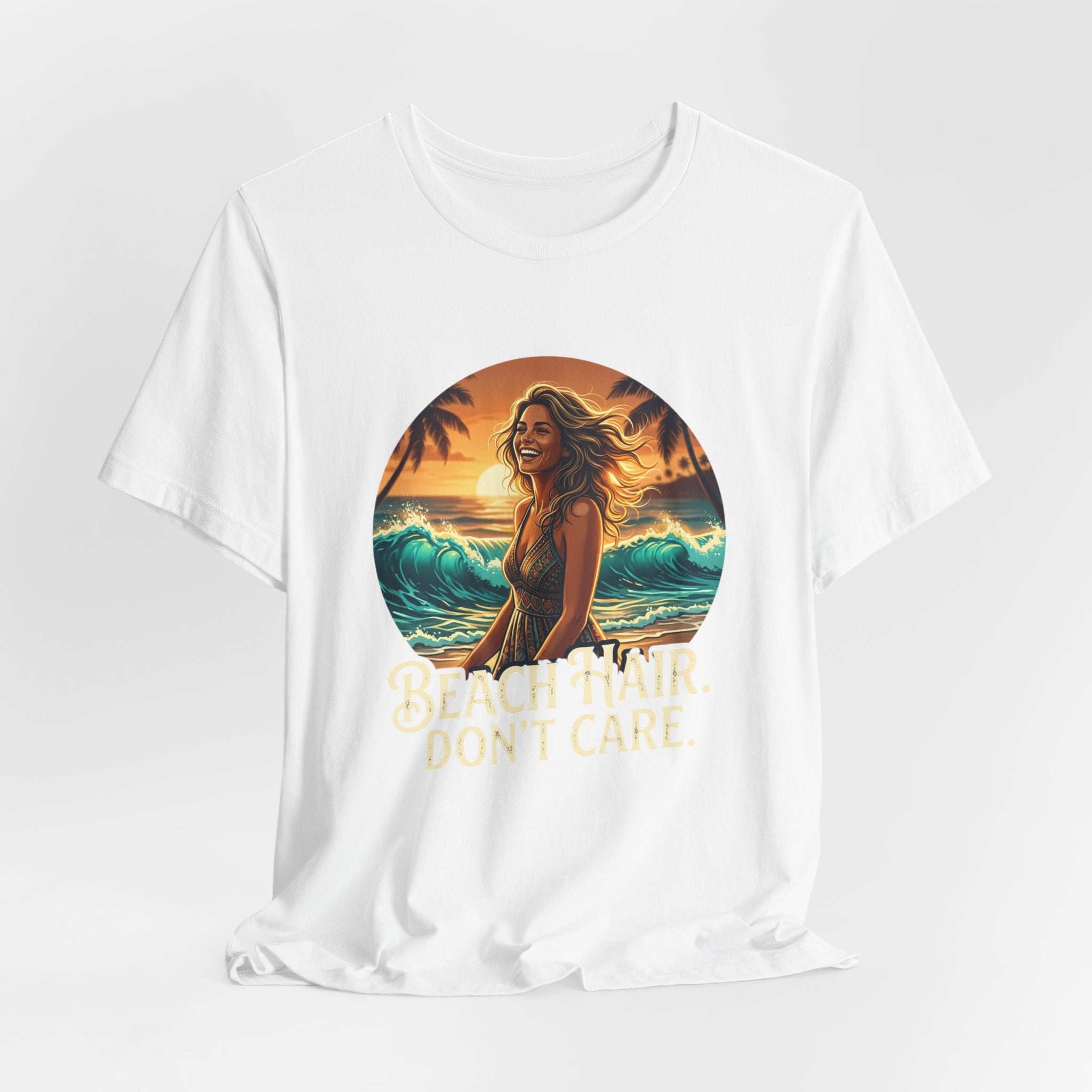 Beach Hair Don’t Care T-Shirt | Surf Sunset Graphic Tee