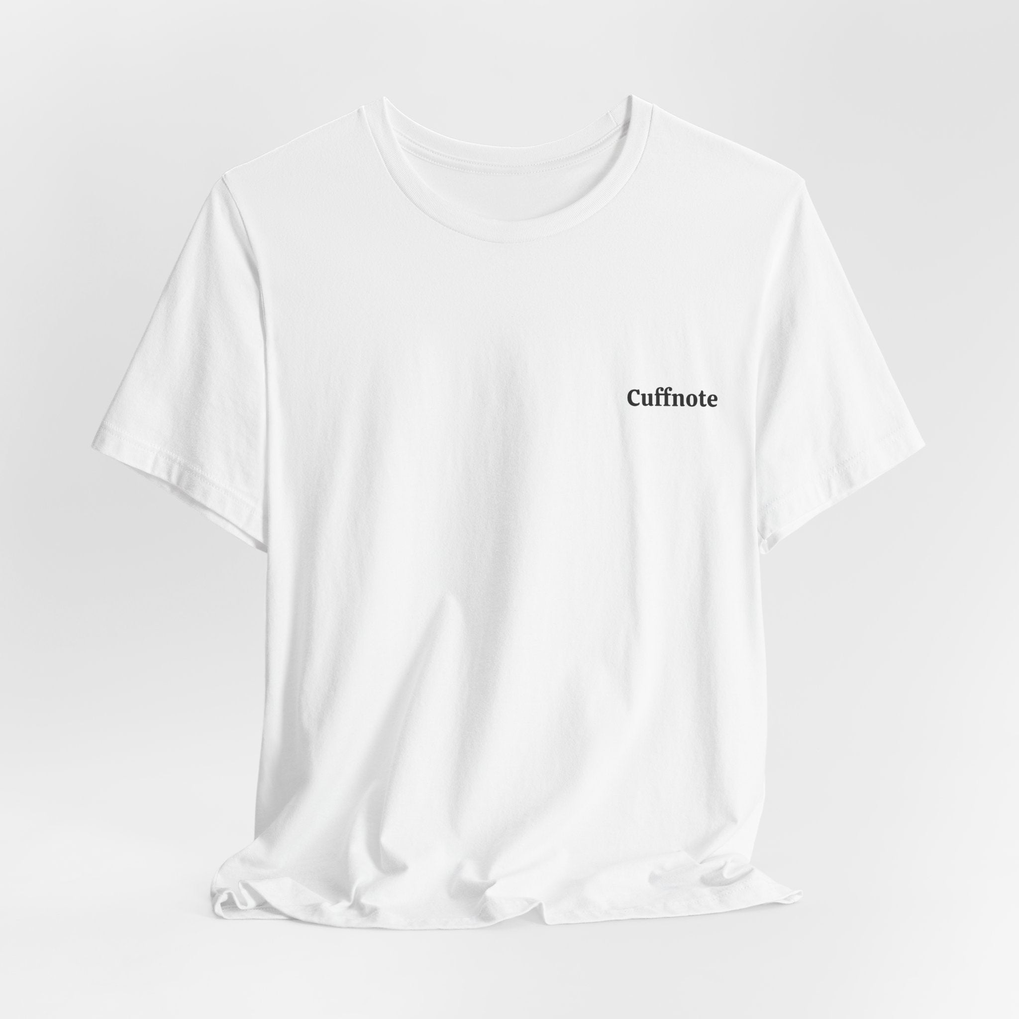 Cuffnote Minimalist Pocket Tee — Small Chest Text Shirt