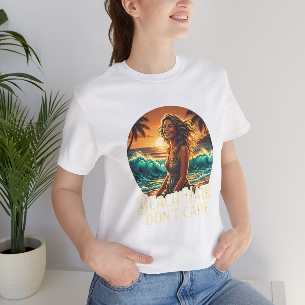 Beach Hair Don’t Care T-Shirt | Surf Sunset Graphic Tee