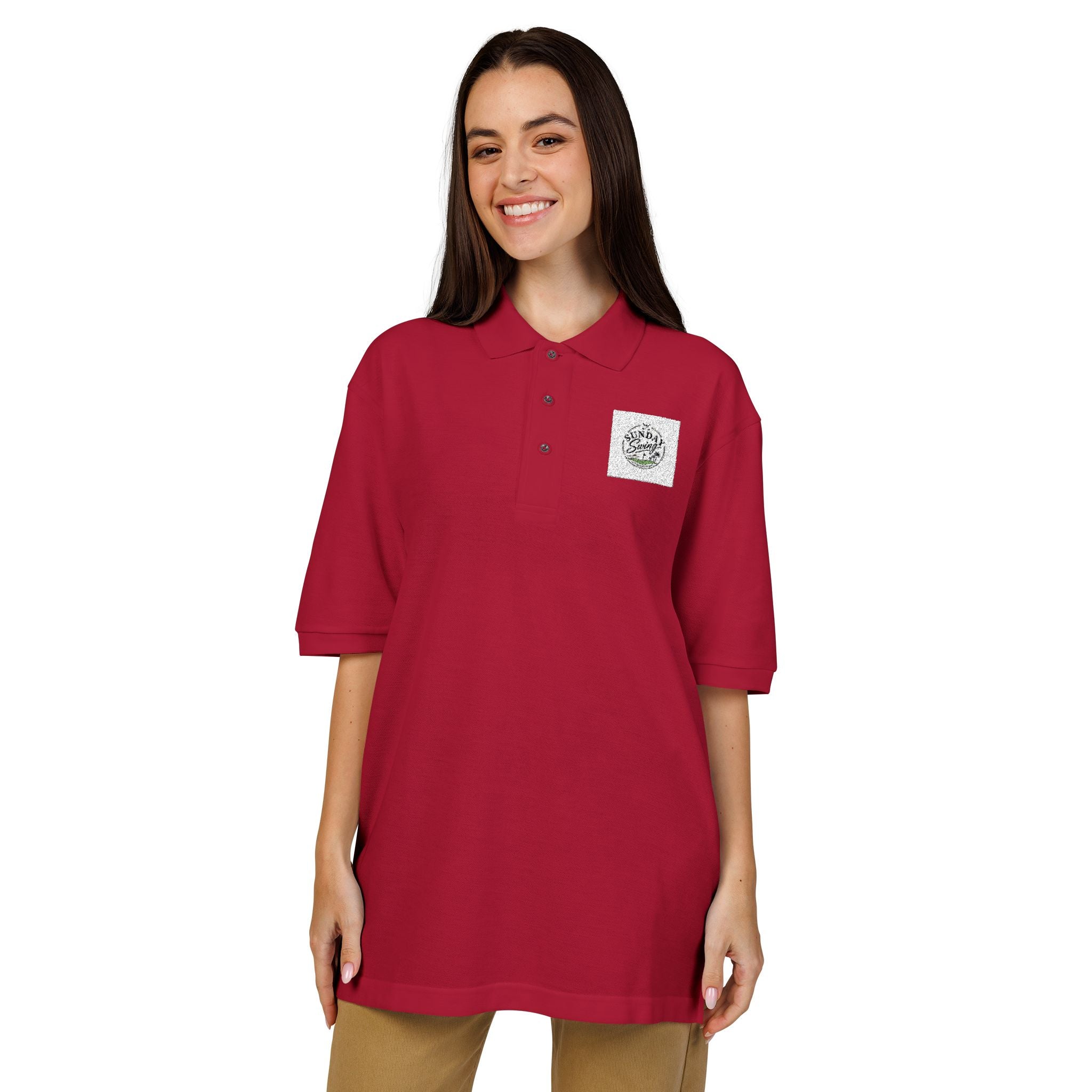 Floral Wreath Embroidered Polo