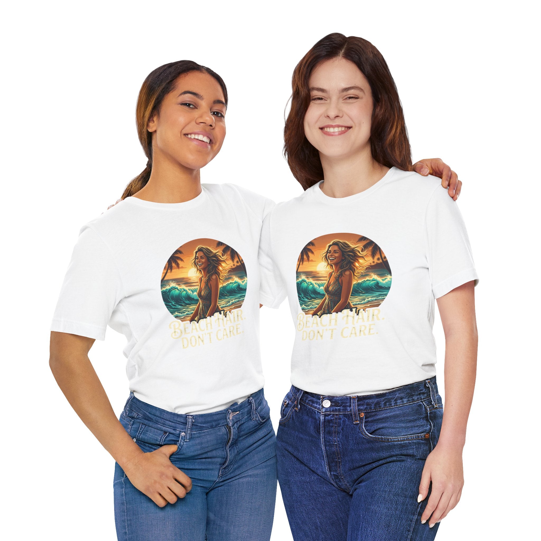Beach Hair Don’t Care T-Shirt | Surf Sunset Graphic Tee
