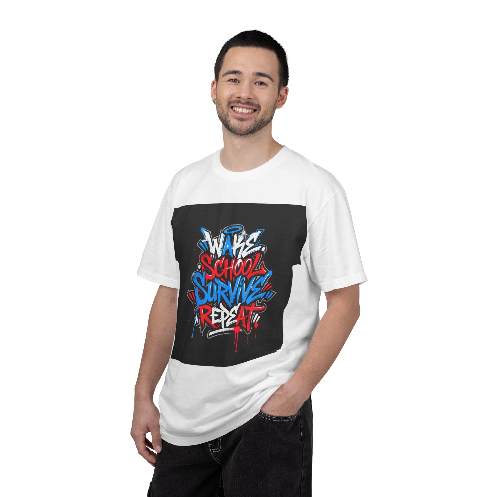 Wake School Survive Repeat T-shirt | Graffiti Typography