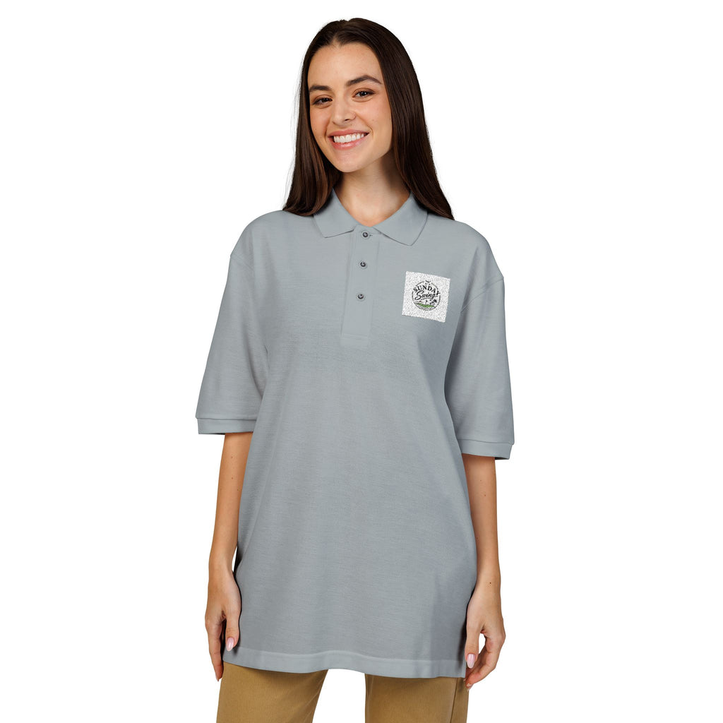 Floral Wreath Embroidered Polo
