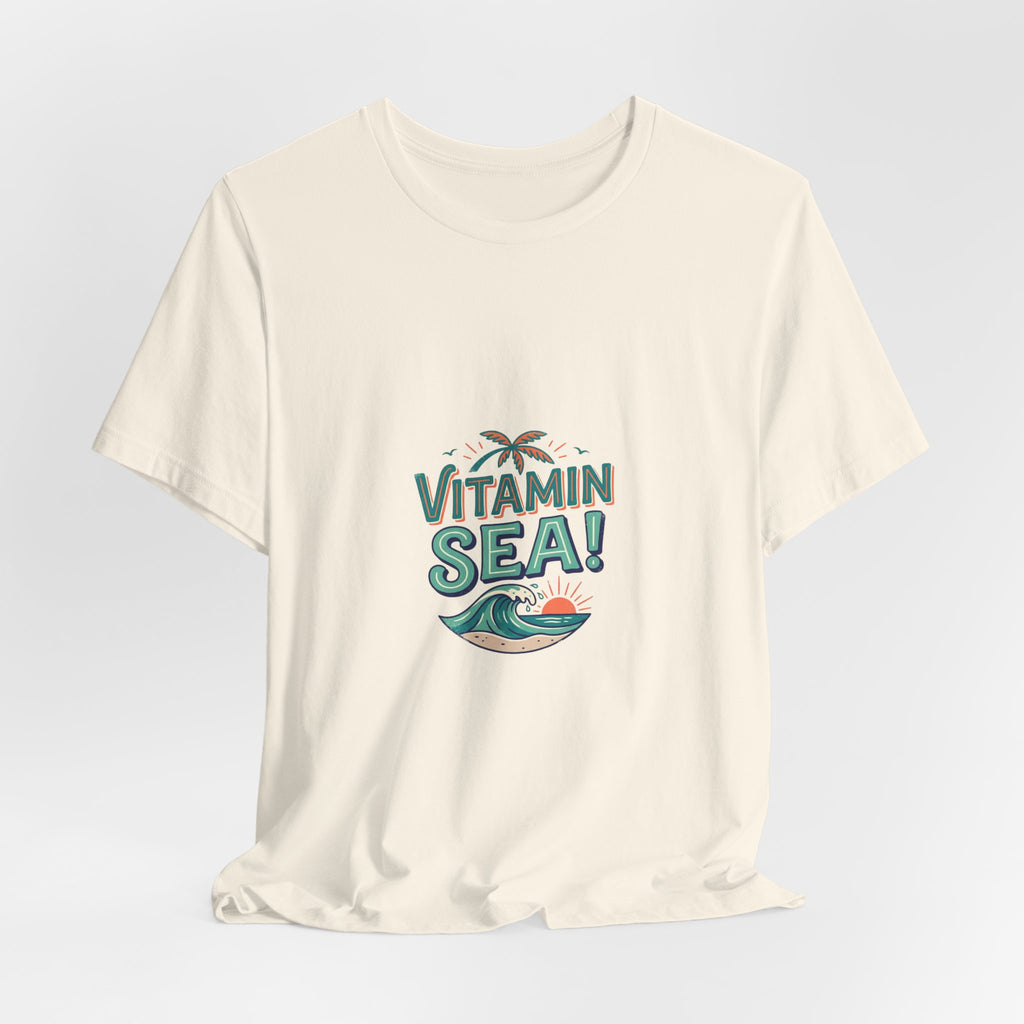 Vitamin Sea Tee — Beach Vacation Shirt with Wave & Palm Graphic