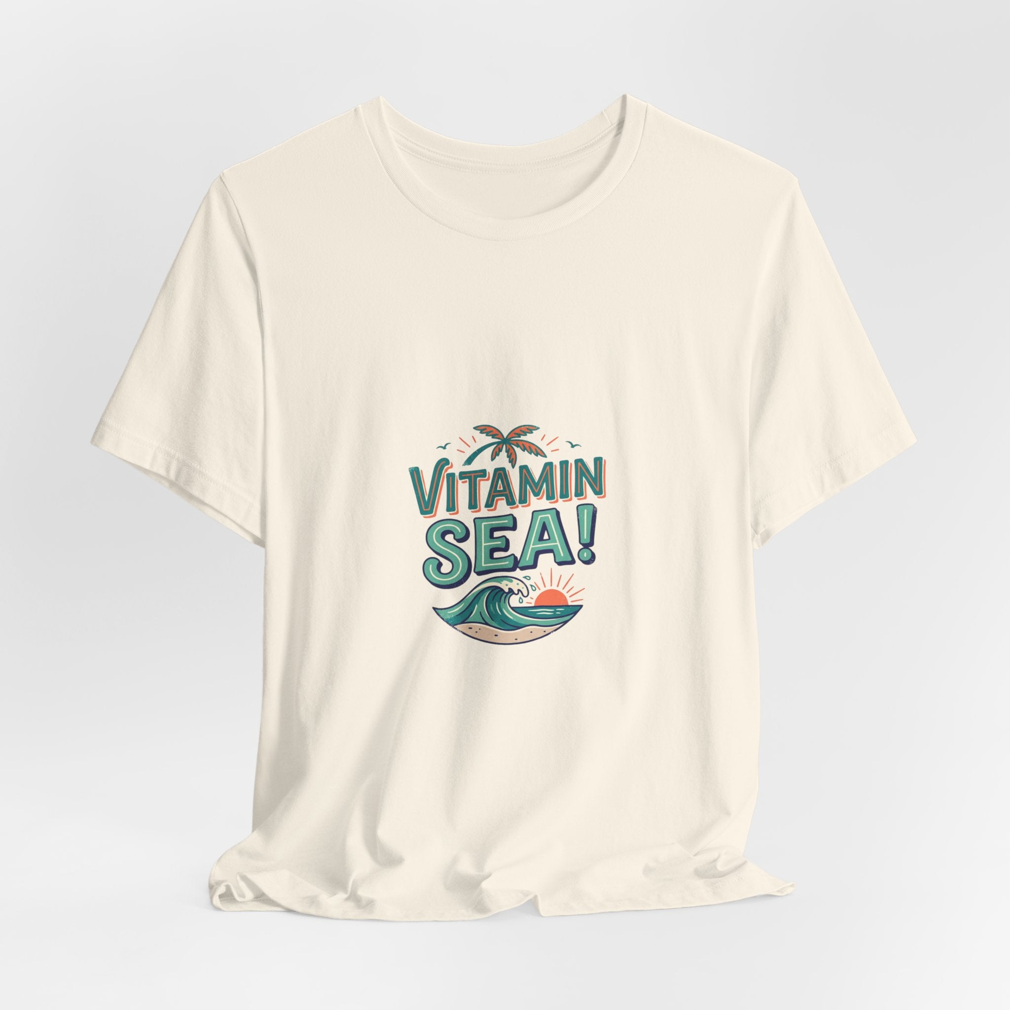 Vitamin Sea Tee — Beach Vacation Shirt with Wave & Palm Graphic