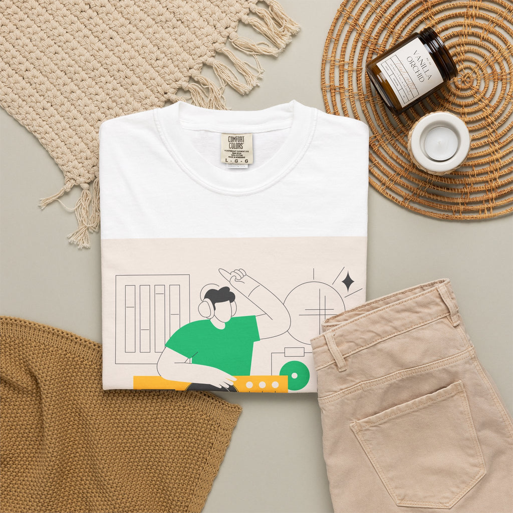 DJ Turntable Illustration T-shirt | Music Producer Graphic Tee