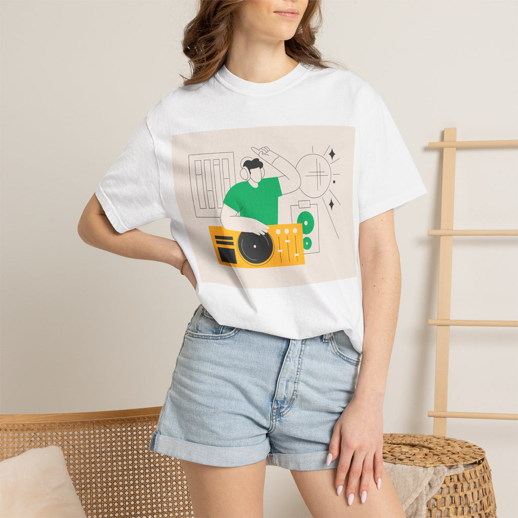 DJ Turntable Illustration T-shirt | Music Producer Graphic Tee