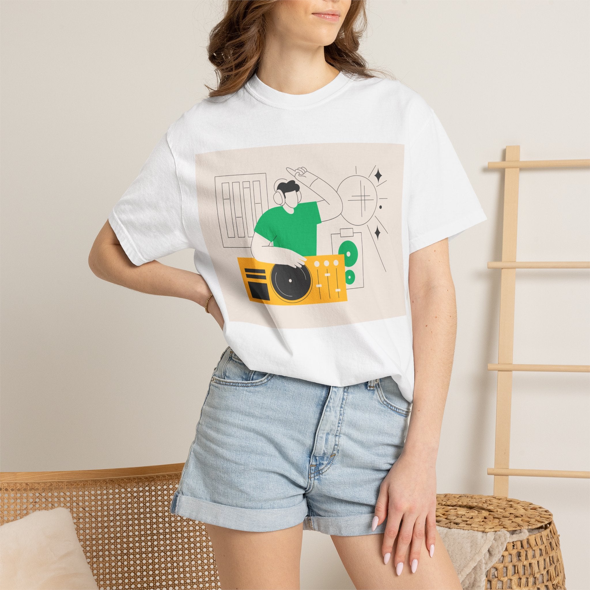 DJ Turntable Illustration T-shirt | Music Producer Graphic Tee