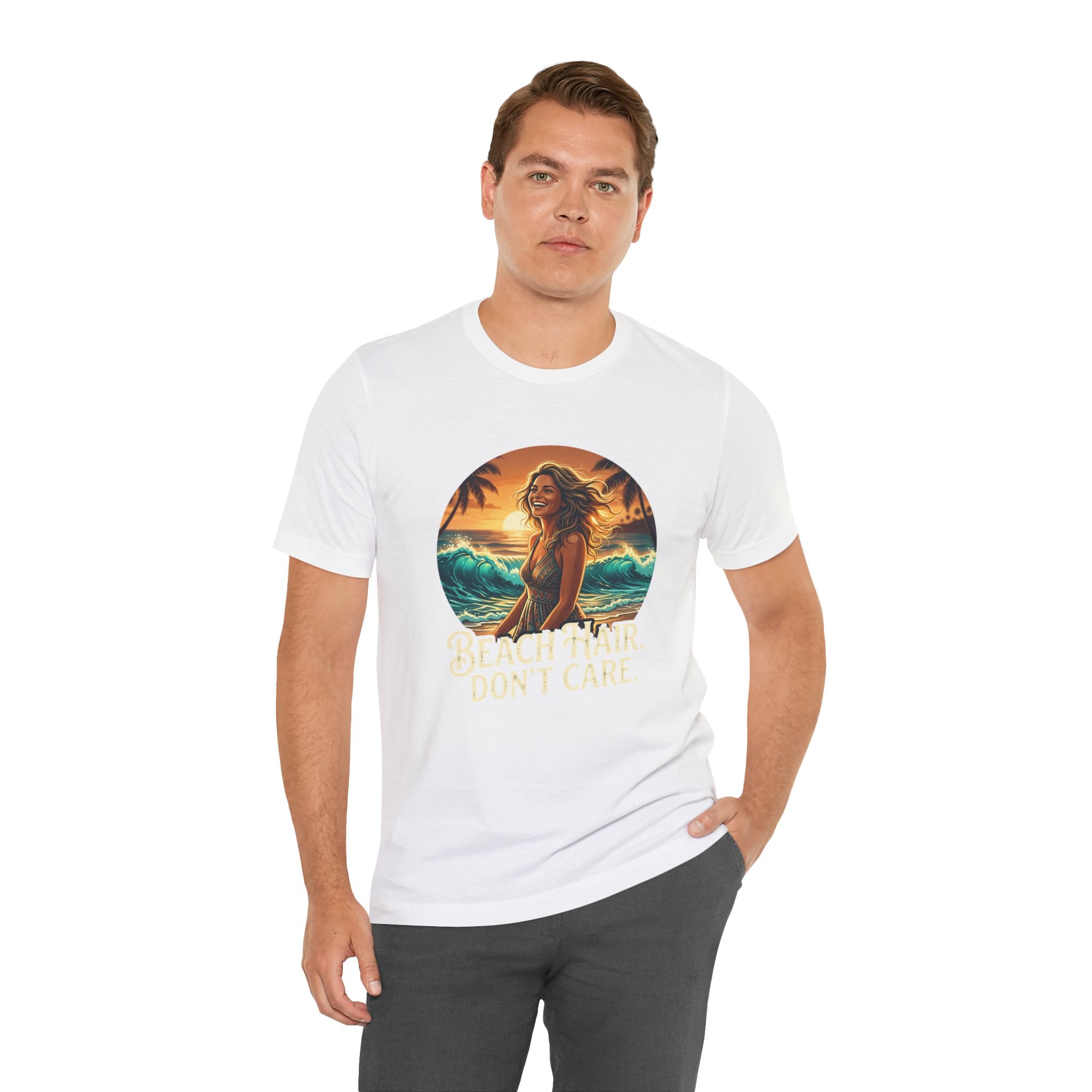 Beach Hair Don’t Care T-Shirt | Surf Sunset Graphic Tee