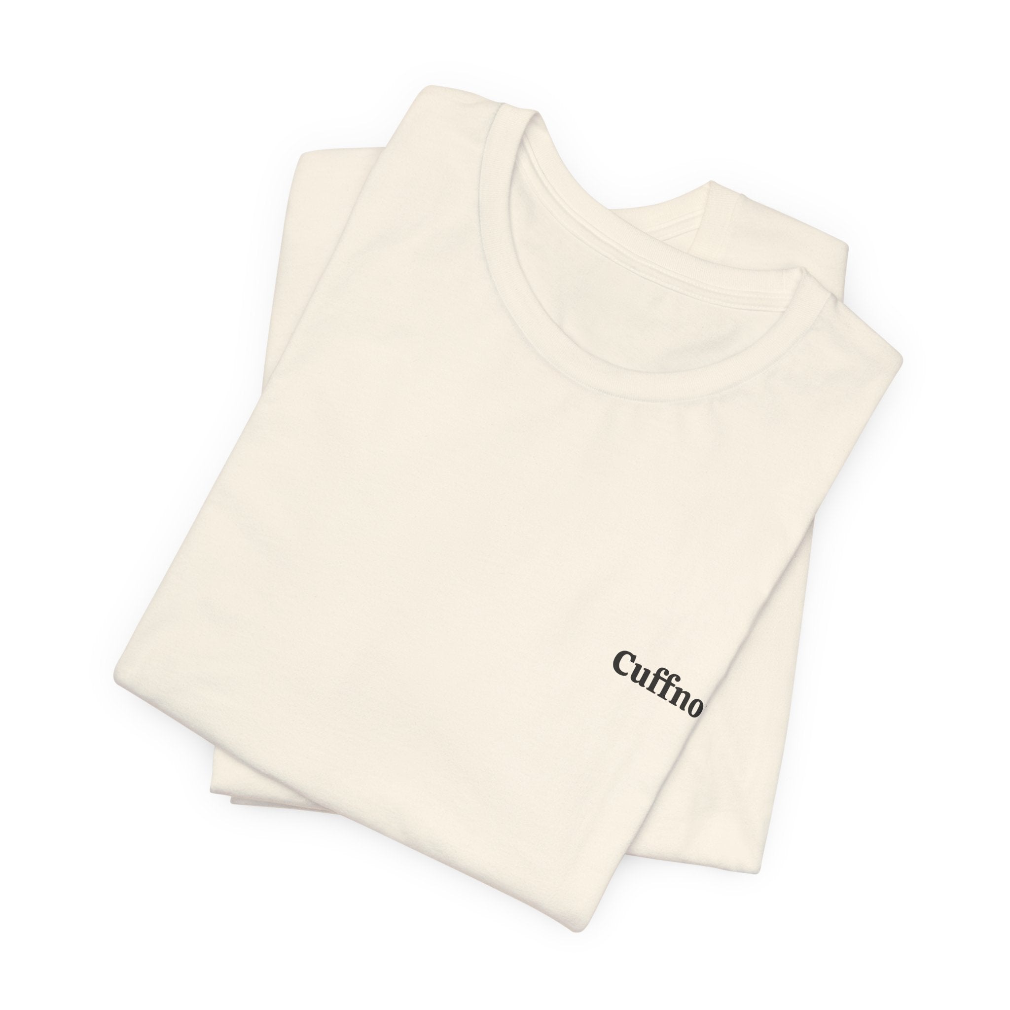 Cuffnote Minimalist Pocket Tee — Small Chest Text Shirt