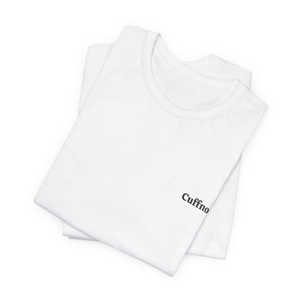 Cuffnote Minimalist Pocket Tee — Small Chest Text Shirt