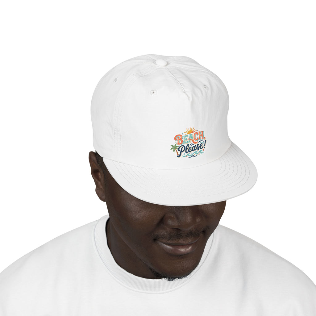 Beach Please Surf Cap | Tropical Sun, Palm Trees, Ocean Waves