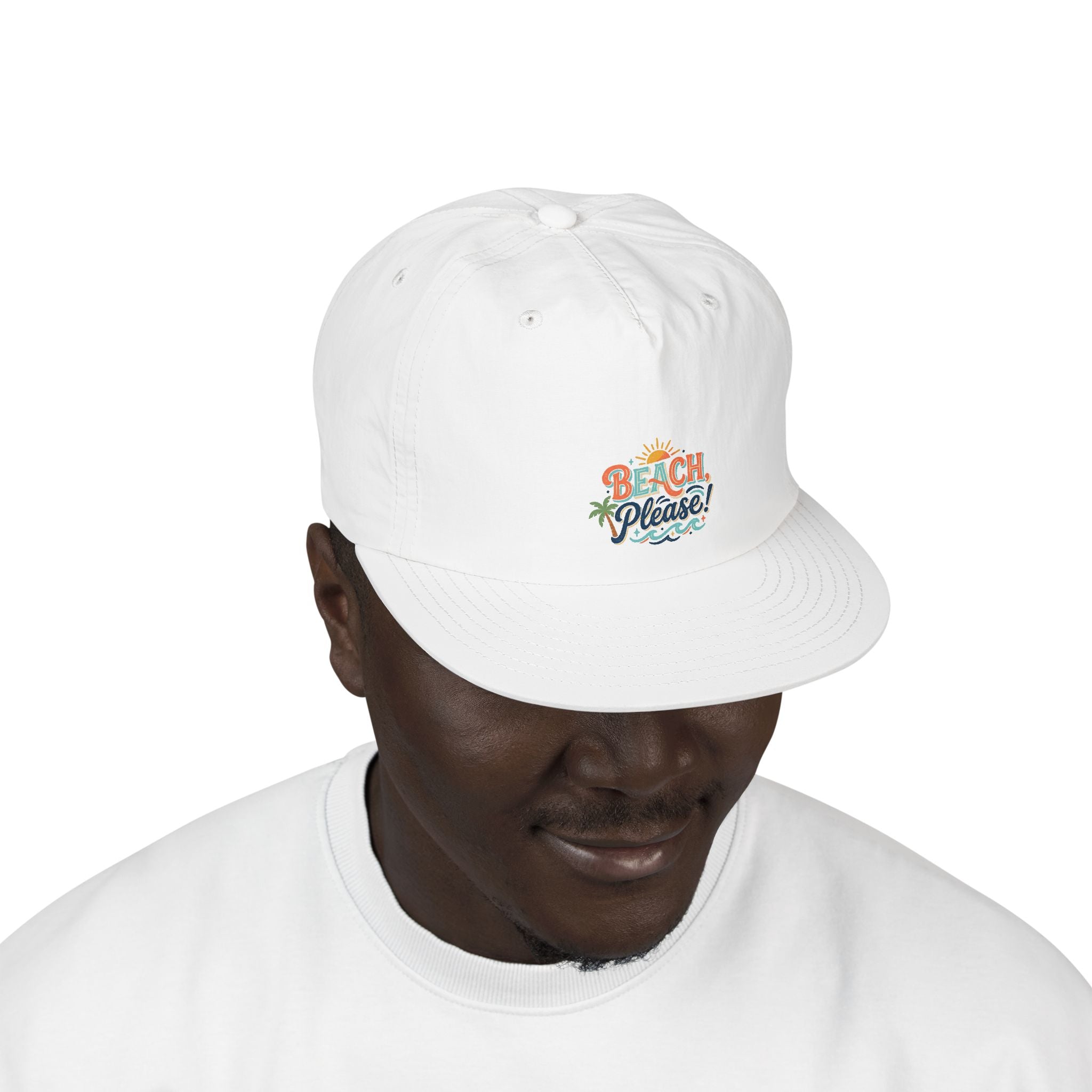Beach Please Surf Cap | Tropical Sun, Palm Trees, Ocean Waves