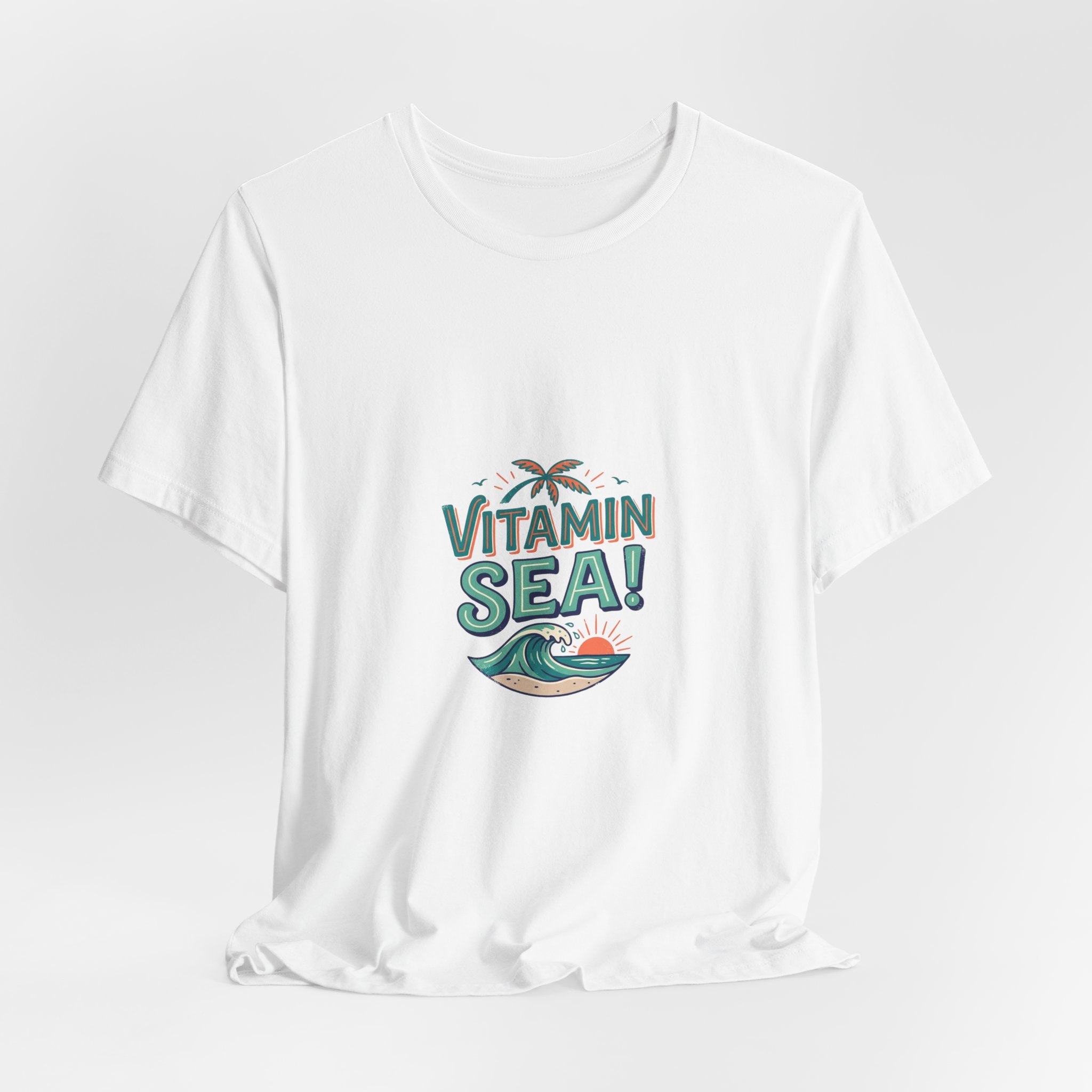 Vitamin Sea Tee — Beach Vacation Shirt with Wave & Palm Graphic
