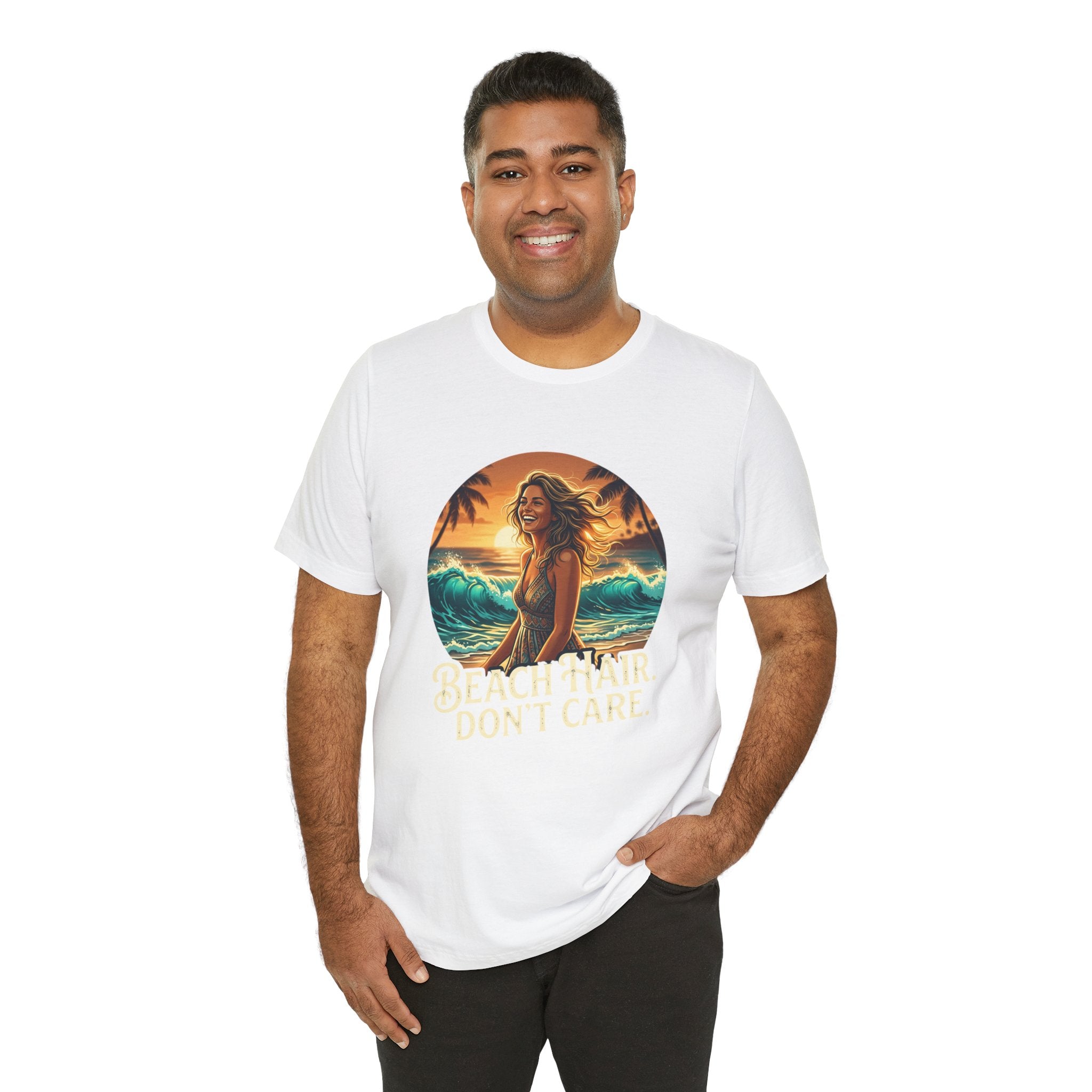 Beach Hair Don’t Care T-Shirt | Surf Sunset Graphic Tee