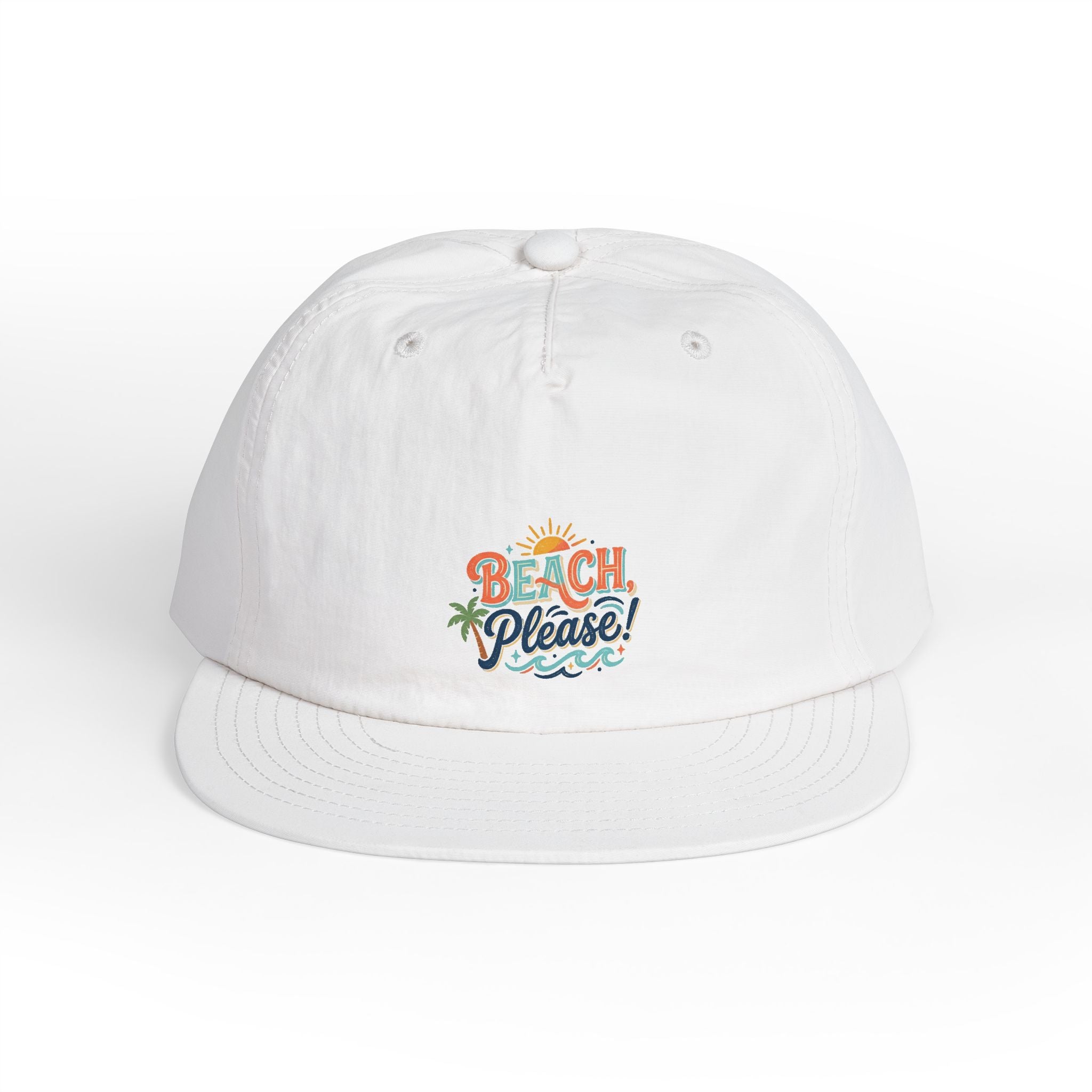 Beach Please Surf Cap | Tropical Sun, Palm Trees, Ocean Waves