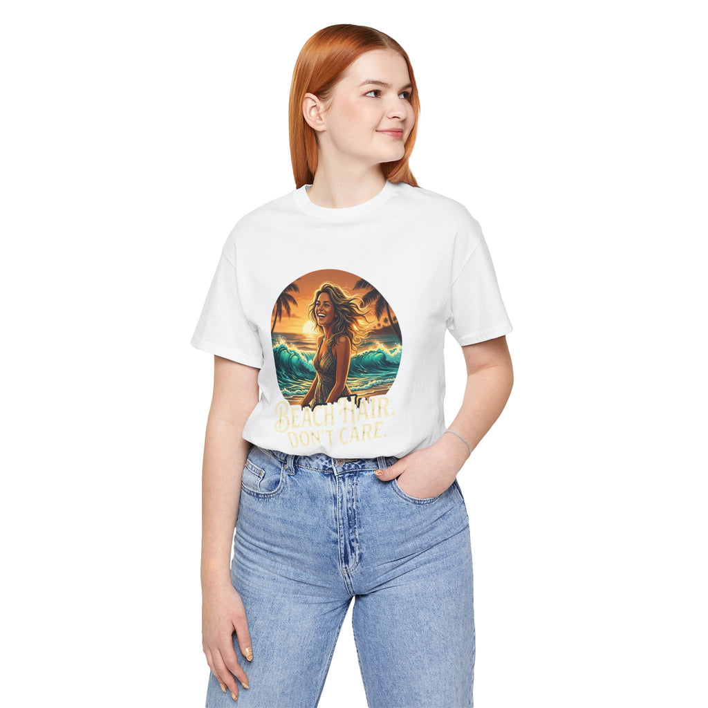 Beach Hair Don’t Care T-Shirt | Surf Sunset Graphic Tee