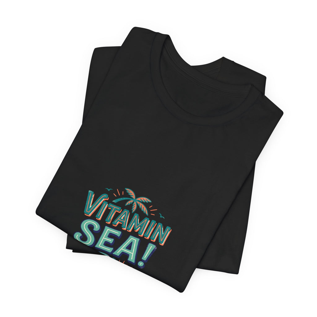 Vitamin Sea Tee — Beach Vacation Shirt with Wave & Palm Graphic