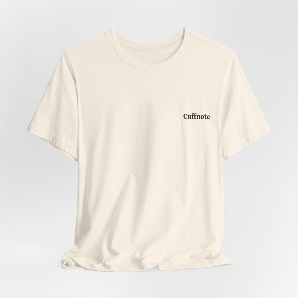 Cuffnote Minimalist Pocket Tee — Small Chest Text Shirt