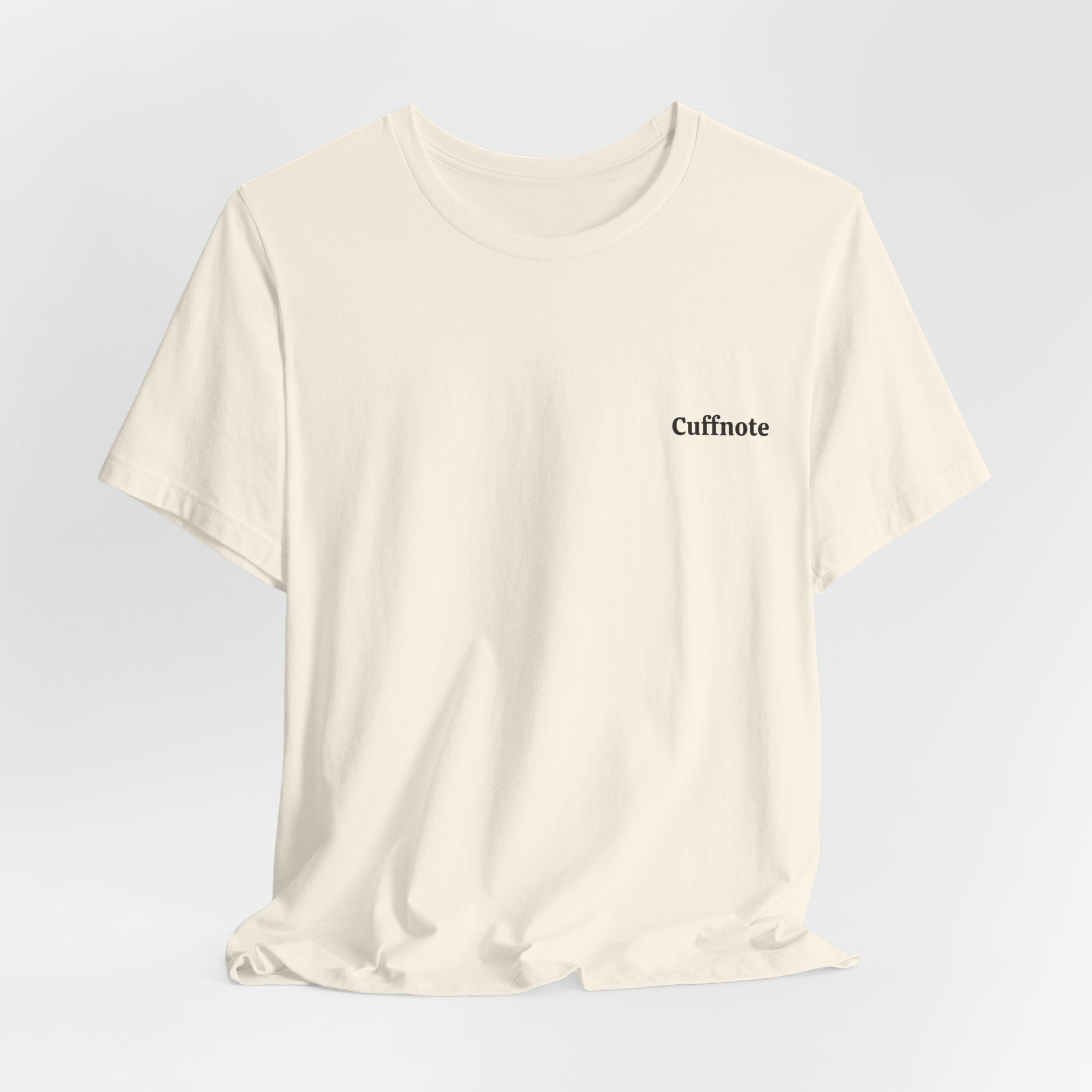 Cuffnote Minimalist Pocket Tee — Small Chest Text Shirt