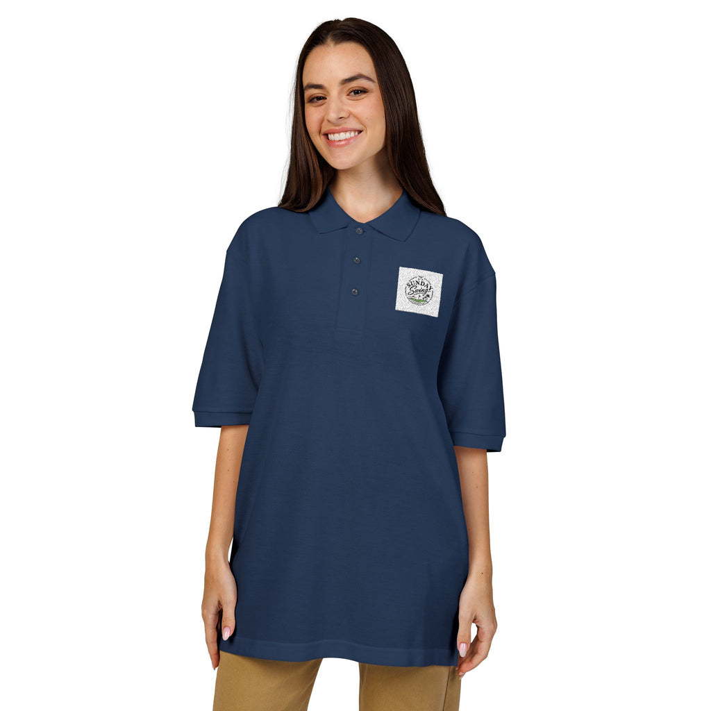 Floral Wreath Embroidered Polo