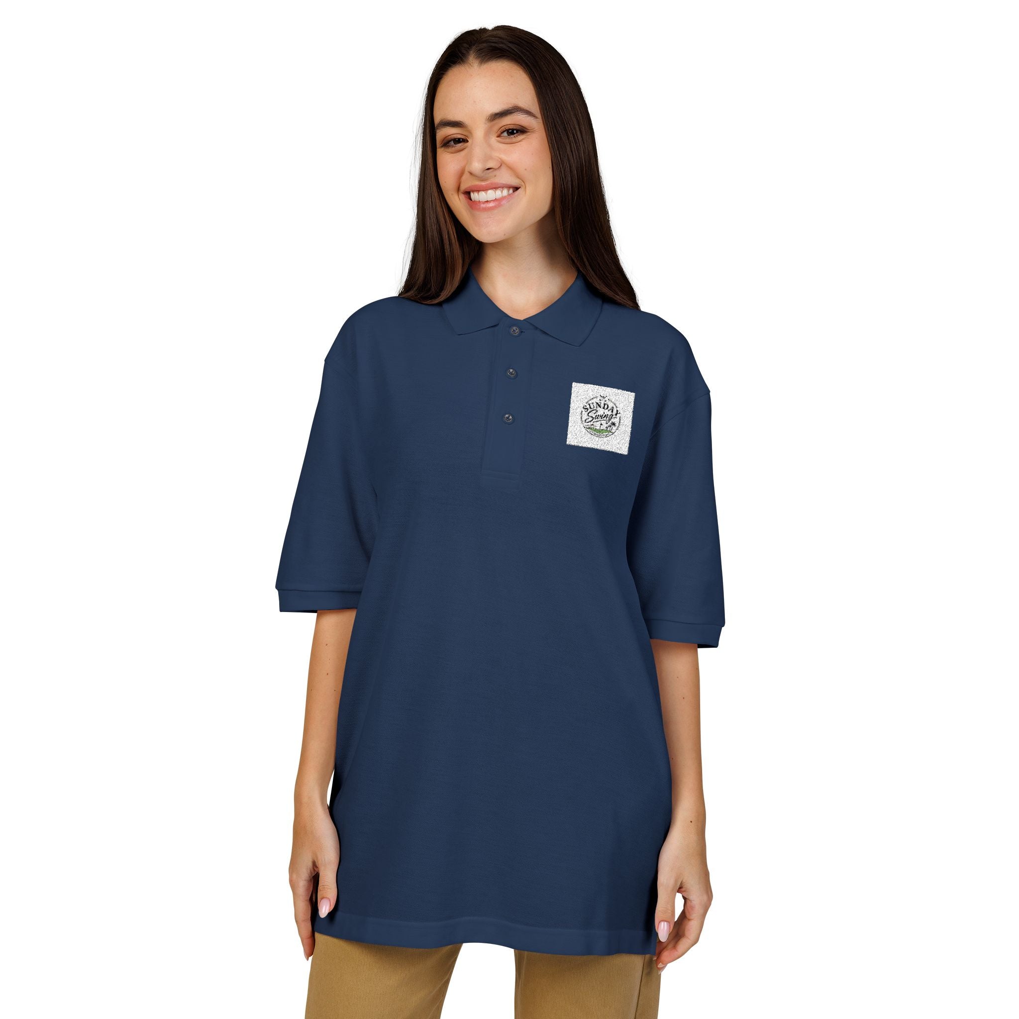 Floral Wreath Embroidered Polo